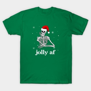 Jolly AF / Funny Christmas Shirt / Funny Holiday T-Shirt / Festive Skeleton Christmas TShirt / Dead Inside Skeleton T-Shirt